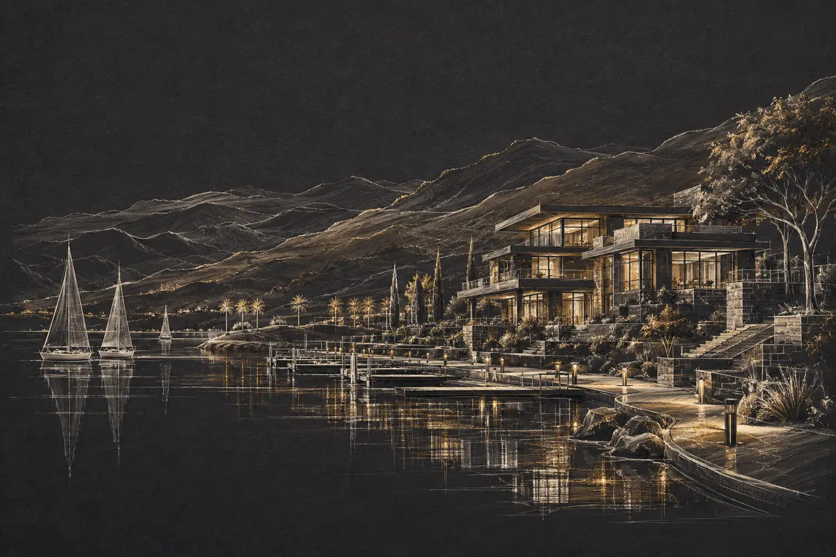 Lake Las Vegas architectural illustration